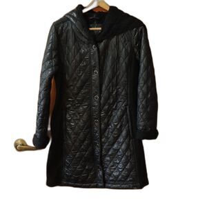Prana Black Quilted Long Line Puffer Jacket XL Warm Winter Active Jacket